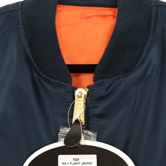 ROTHCO Men XL MA1 Flight Jacket Navy Blue Orange Bomber Nylon Reversible Utility - Picture 3 of 9